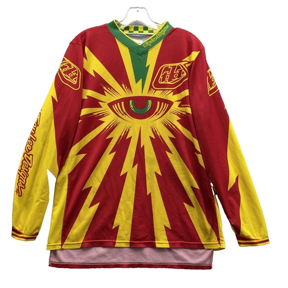 Troy Lee Designs Jersey Men's Medium Red Yellow Motocross All Seeing Eye BMX 80s - Picture 1 of 12